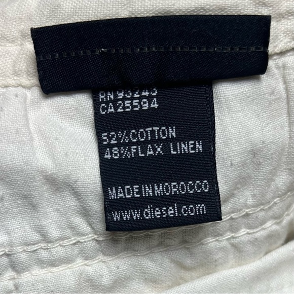 Vintage Y2K Diesel Ivory Low Rise Linen Pants Size 33 - Picture 7 of 10